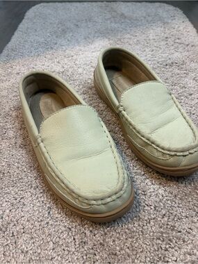 ‘My Slippers’ brand Slip-On Leather Loafers in light mint color